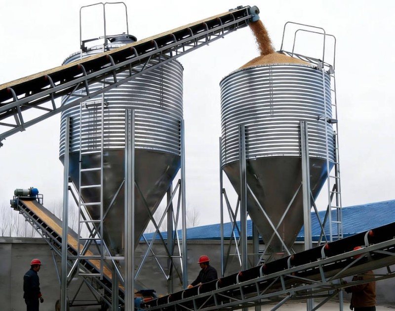 Customers process of using grain bins for storage